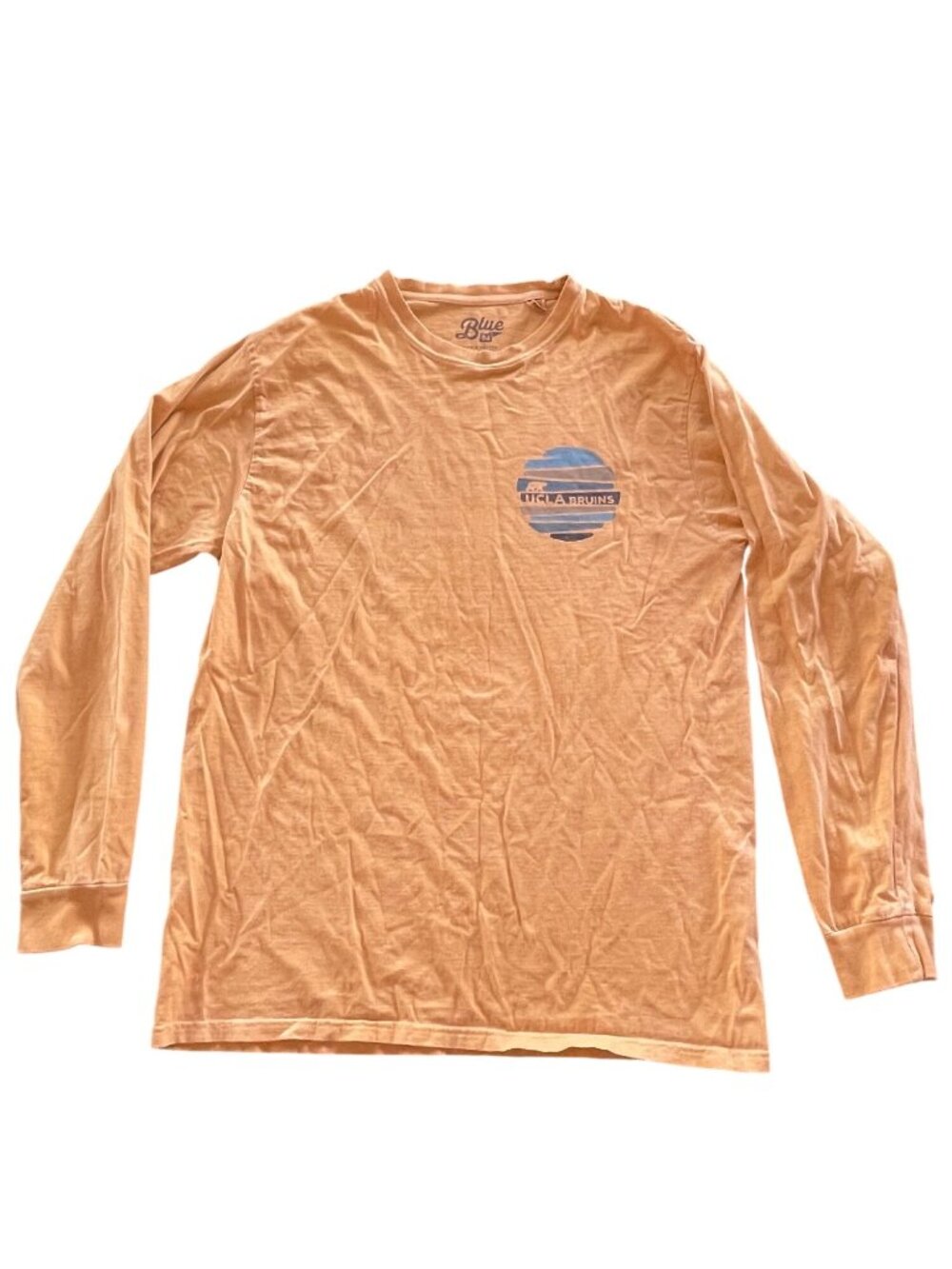 UCLA Bruins Blue 84 Long Sleeve Graphic T-Shirt Mens M 100% Cotton Tan